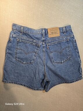 Vintage Levis 981 Shorts Women's 12 Black Denim Orange Tab High Waisted USA 1995